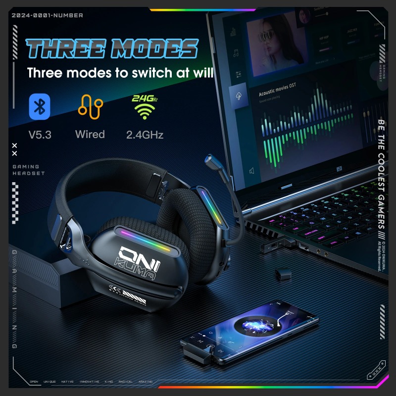 ONIKUMA GT808 Wireless Gaming  - Gaming Headset Rgb recension och pris